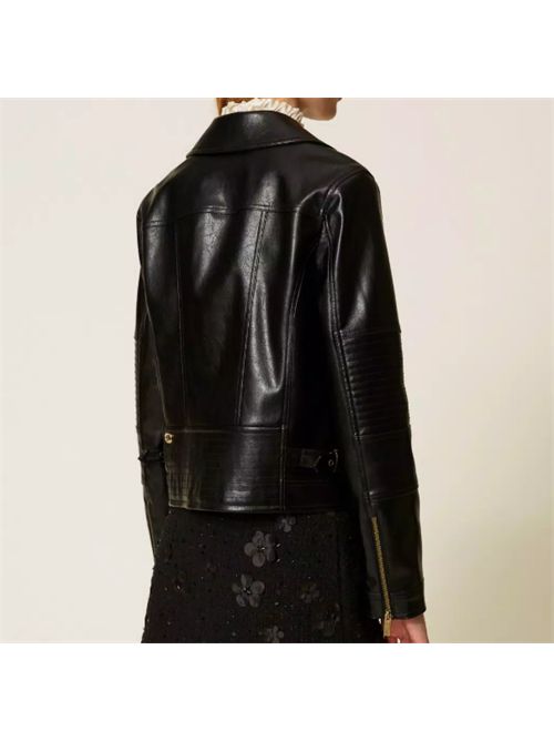 FAUX LEATHER BIKER TWIN SET | 252TP271000006 NERO